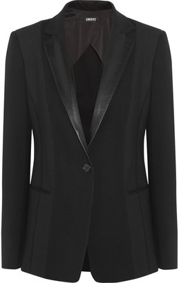 DKNY Leather-trimmed ponte and mesh blazer