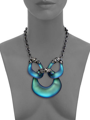 Alexis Bittar Imperial Noir Lucite, Labradorite, Pyrite & Crystal Georgian Lace Link Necklace