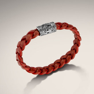 John Hardy CLASSIC CHAIN COLLECTION Station Bracelet on Braided Red Leather Cord
