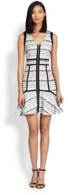 Rebecca Taylor Paneled Tweed Zip-Front Dress