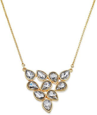 T Tahari Gold-Tone Crystal Cluster Frontal Necklace