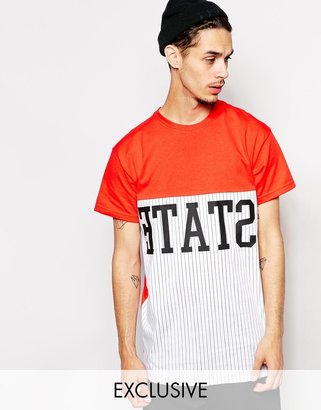 Reclaimed Vintage Longline T-Shirt with State Print