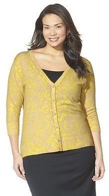 Merona Women's Plus Size 3/4 Sleeve V Neck Cardigan Sweater
