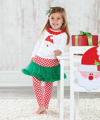 Mud Pie White Santa Top & Skirted Leggings - Infant & Toddler