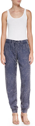 French Connection Industrial Acid Wash Draped Trousers, Siberian Shadow