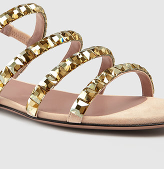 Gucci Mallory Crystal Embellished Suede Sandals
