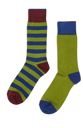 Cotton Striped and Solid Socks (2 Pack)