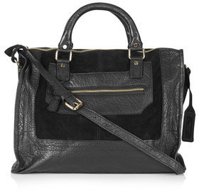 Topshop Womens Suede and Leather Holdall Bag - Black