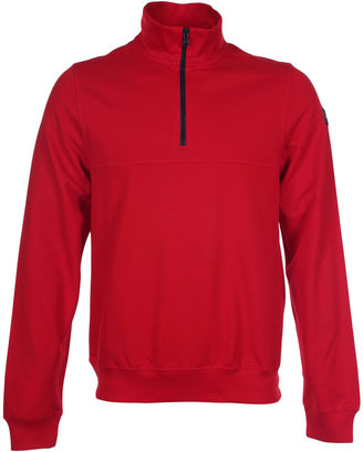 Paul & Shark Red Quarter-Zip Shark Fit Pique Sweatshirt