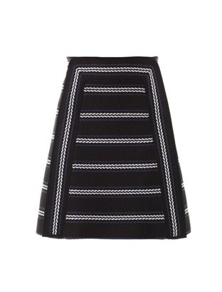 CHLO? Textured striped A-line skirt