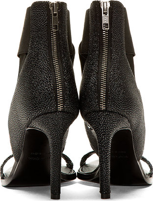 Helmut Lang Black Textured Leather Diazo Heels