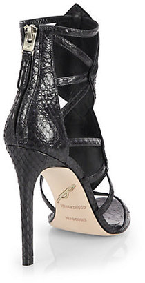 Brian Atwood Luanna Calf Hair & Embossed-Leather Sandals