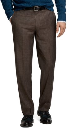 Brooks Brothers Madison Fit Plain-Front Brown Tic with Rust Deco Trousers