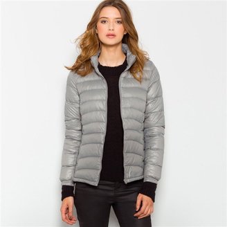 Soft Grey Short Hooded Down-Filled Jacket