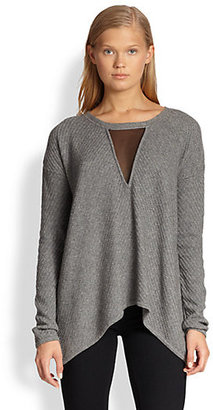 Jamison Sheer-Paneled Draped Silk & Cashmere Sweater