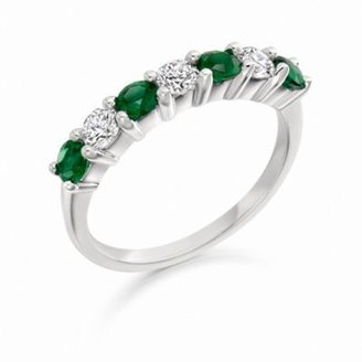 Clarity Ladies luxury handcrafted 18ct white gold eternity ring set with 0.45cts diamond and 0.52cts emerald