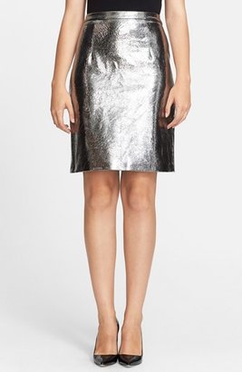 Milly Coated Leather Pencil Skirt