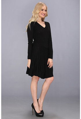 Vince Camuto L/S Fit & Flare Cable Sweater Dress