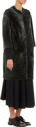 Marni Jeweled Neckline Shearling Coat