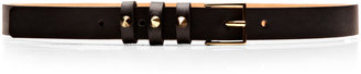 Maison Boinet Studded Textured-Leather Skinny Belt