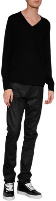 HUGO Cotton-Silk-Cashmere Sorinus Pullover in Black
