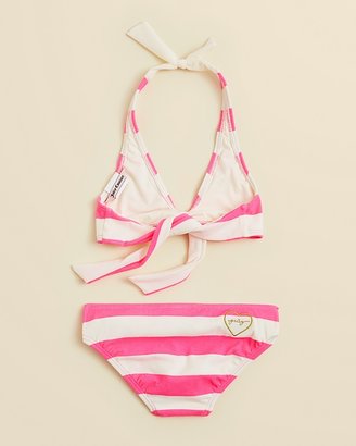 Juicy Couture Juicy Swim Girls’ Sixties Stripe Halter Bikini Swimsuit - Sizes 2-12