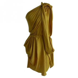 Lanvin Ete 2011 Fr40 Liquid-Gold Draped Toga One-Shoulder Goddess Dress