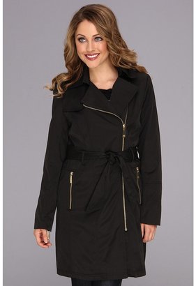 Vince Camuto Zipper Belted Trench (Black) - Apparel