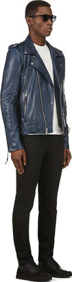 BLK DNM Navy Blue Leather Iconic Motorcycle Jacket