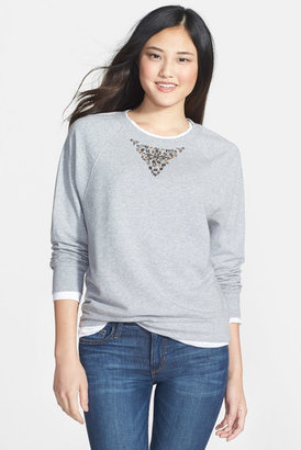 Halogen Dolman Sleeve Sequin & Jewel Embellished Sweatshirt