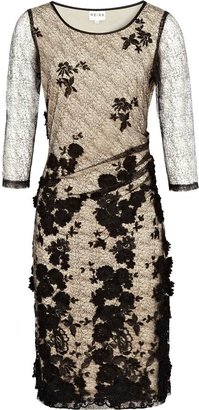 Reiss Nola TEXTURED LACE AND FLORAL DRESS