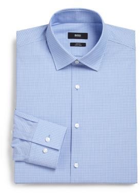 HUGO BOSS Slim-Fit Micro Check Cotton Dress Shirt