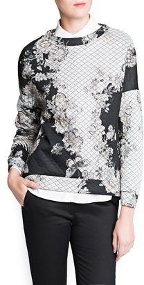 MANGO Quilted floral print sweatshirt
