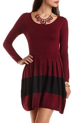 Charlotte Russe Striped Sweater Knit Skater Dress