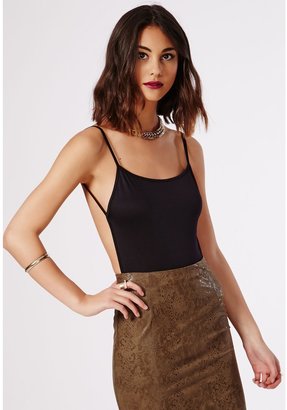 Missguided Purdy Backless Crepe Bodysuit Black