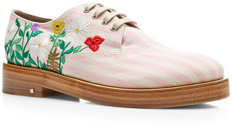 Laurence Dacade Homere Embroidered Linen Brogues