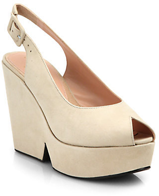 Robert Clergerie Old Dylanh Suede Slingback Wedge Pumps