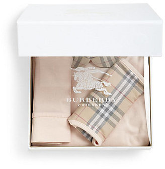 Burberry Infant's Three-Piece Check Bodysuit, Bib & Hat Gift Set