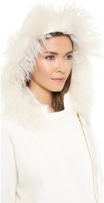 L'Agence Jacket with Fur Trimmed Hood
