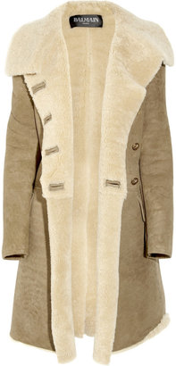 Balmain Double-breasted shearling coat