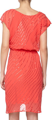 Vince Camuto Scalloped-Front Sequin Embellished Dress, Hibiscus
