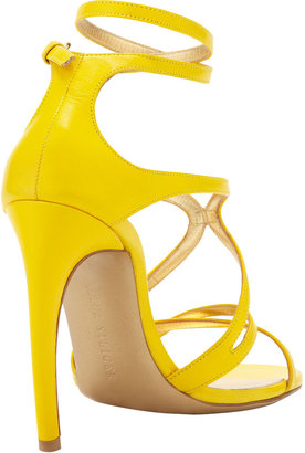 Walter Steiger Strappy Leather Convex-Heel Sandal, Yellow