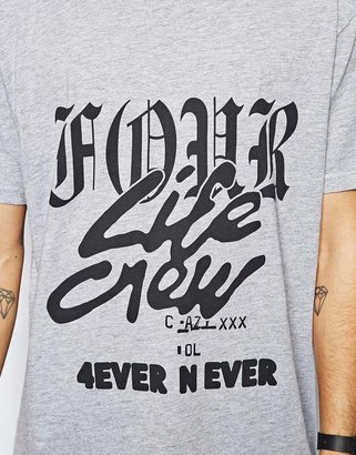 Cheap Monday T-Shirt with Life Crew Print
