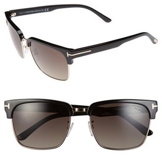 Tom Ford Women's 'River' 57Mm Polarized Vintage Square Sunglasses - Black/ Rose Gold/ Grey