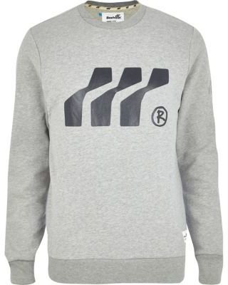 Boxfresh Grey marl graphic print sweatshirt