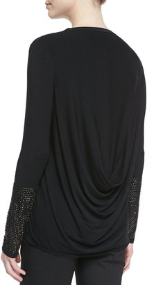 Elie Tahari Anna Blouse with Long Studded Sleeves