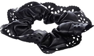River Island Black leather-look laser cut scrunchie