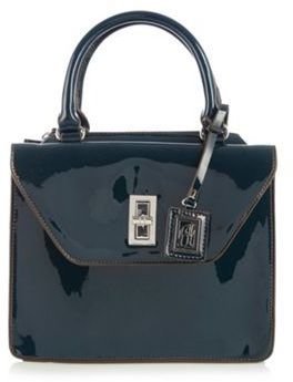Ben de Lisi Principles by Designer dark turquoise patent boxy grab bag