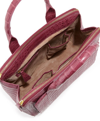 Nancy Gonzalez Medium Crocodile Zip Tote Bag, Raspberry
