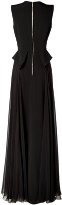Elie Saab Silk Gown with Peplum Waist in Black